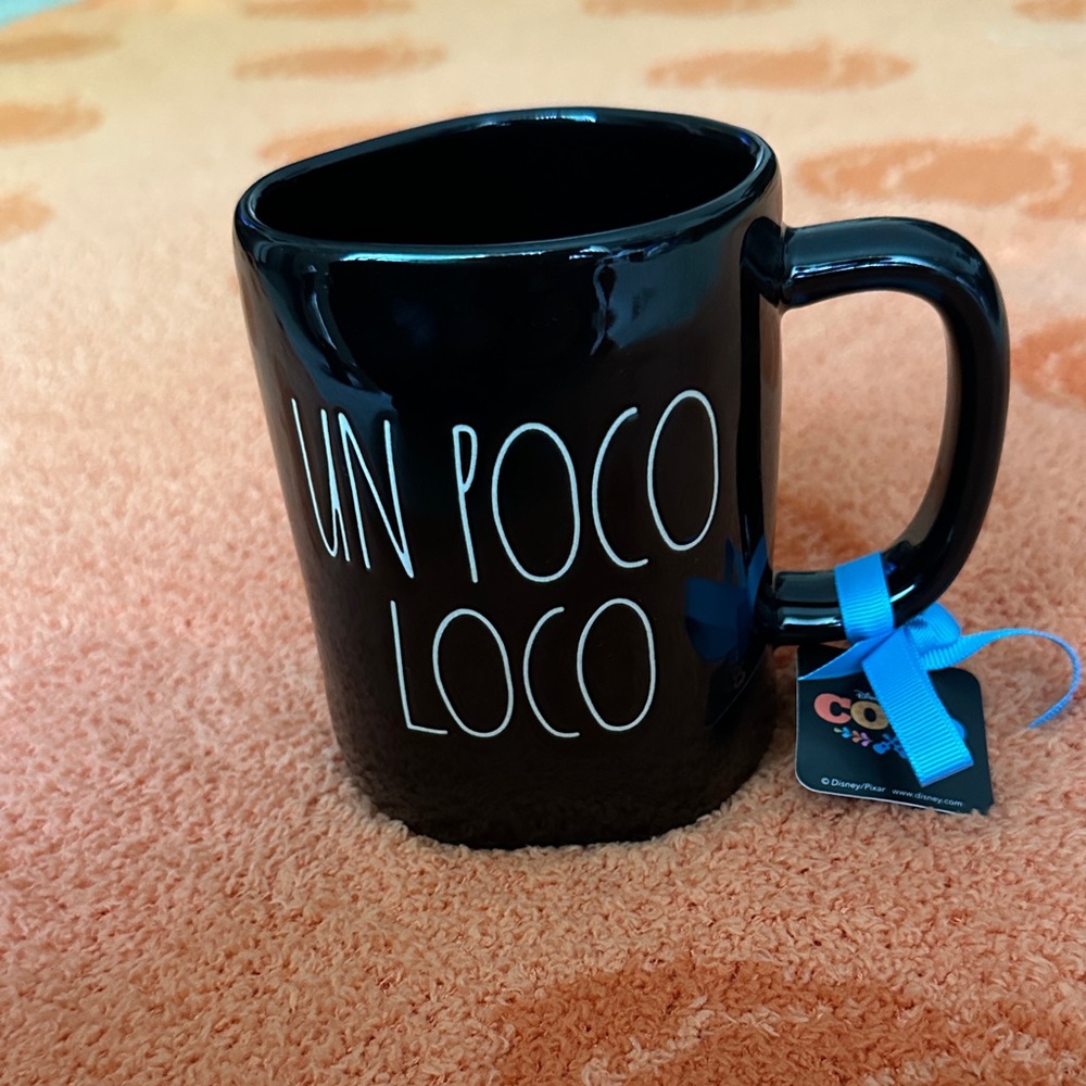 Rae Dunn Disney Un Poco Loco black mug. From the Disney movie Coco.